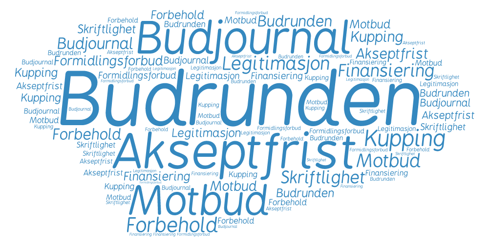 Ni viktige ord i budrunden.